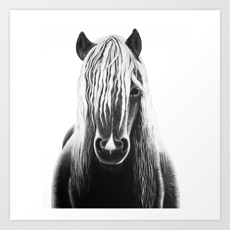 Horse Black And White Painting Art Print By Anne Marieart Society6