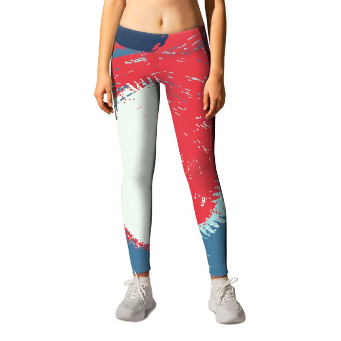 Bottle - Abstract Circle Colourful Swirl Art Design in Red and Blue Leggings