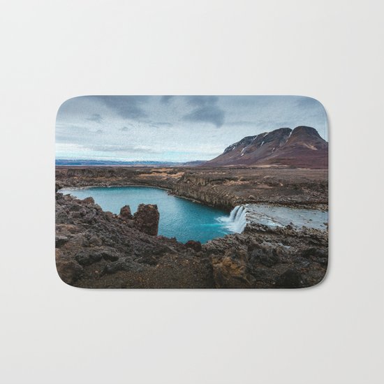 Lake Mountain sky blue Bath Mat