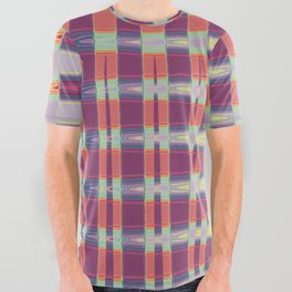 Shades Of Pink Check Pattern All Over Graphic Tee