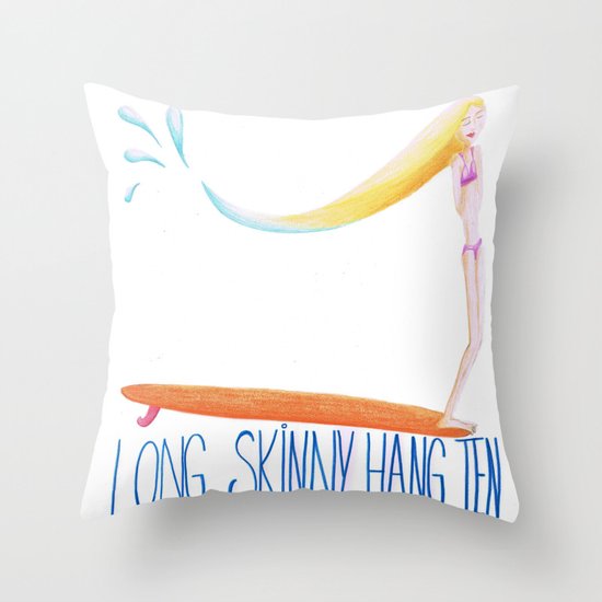 Long Skinny Hang Ten Throw Pillow By Millekurowsky Society6