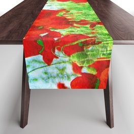 field of poppies painted impressionism style Table Runner