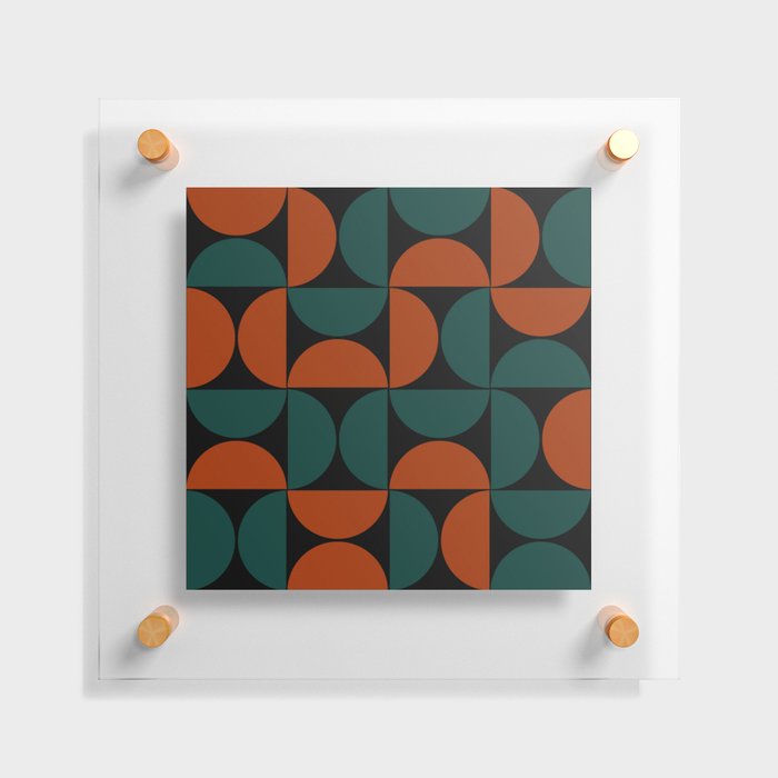 Mid century geometric pattern on black background 4 Floating Acrylic Print