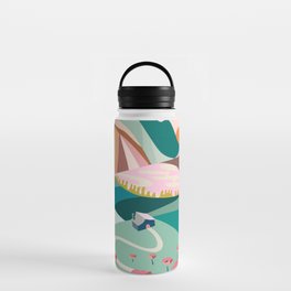 Poppies and mountains Water Bottle