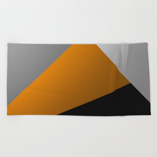 Metallic I - Abstract, geometric, metallic textured gold, silver and black metal effect artwork Beach Towel