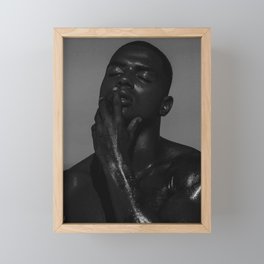beautiful sexy black man, male nude model, black and white nude photography Framed Mini Art Print