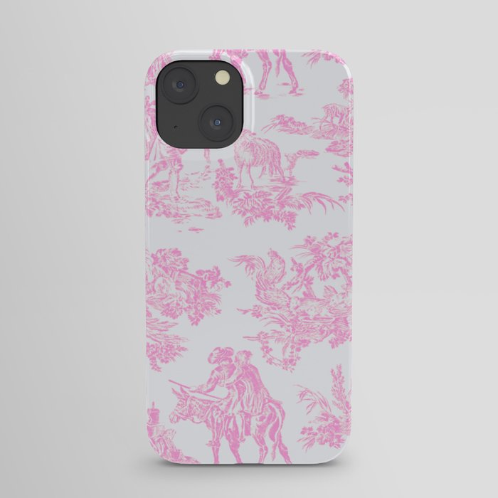 Pink Toile De Jouy Print iPhone Case