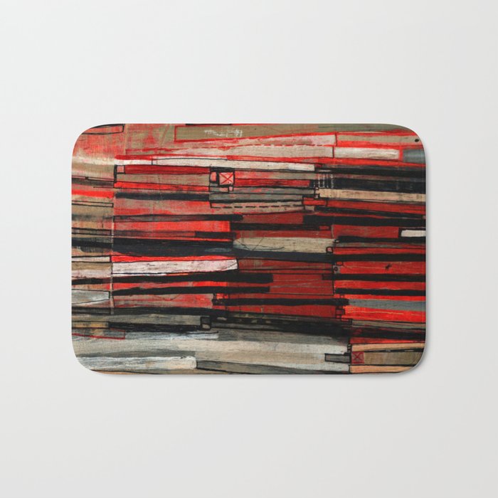 Stripe Layers in Red and Gray Bath Mat