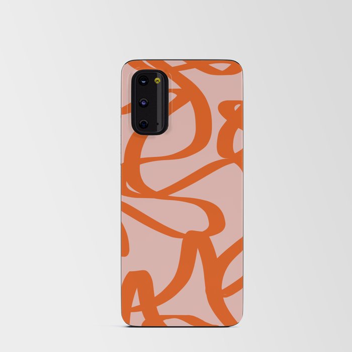 Mid Century Modern Abstract Lines In Peach And Burnt Orange Android Card Case