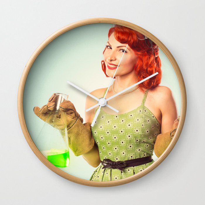 Distractingly Sexy Scientist Pinup Wall Clock