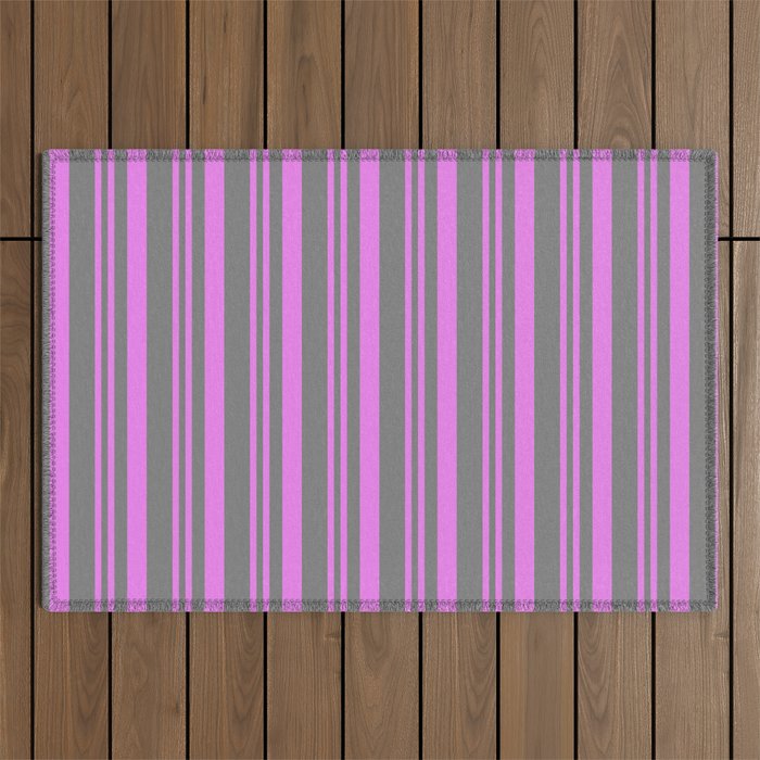 Violet & Gray Colored Stripes Pattern Outdoor Rug
