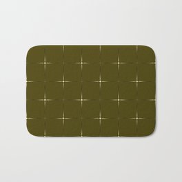 Glowing large yellow and small gold stars on a dark background. Bath Mat