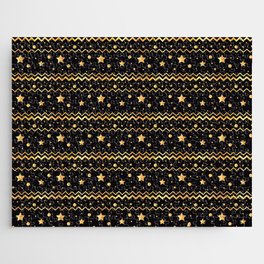Christmas Pattern Golden Black Star Zigzag Jigsaw Puzzle