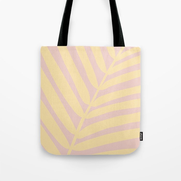 Pastel Yellow Tropical Palm Leaf Tote Bag