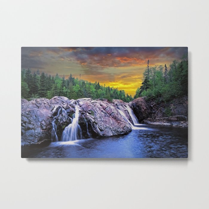 Aquasabon River Falls in Ontario, Canada by Lake Superior Metal Print