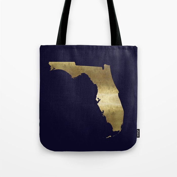 Florida Gold Foil Navy Background Tote Bag