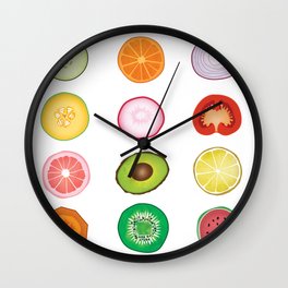 Fruits and Vegetables Collage Wall Clock