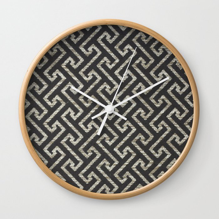 Black and White Repeat Pattern 14 Wall Clock