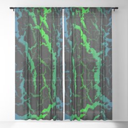 Cracked Space Lava - Blue/Green Sheer Curtain