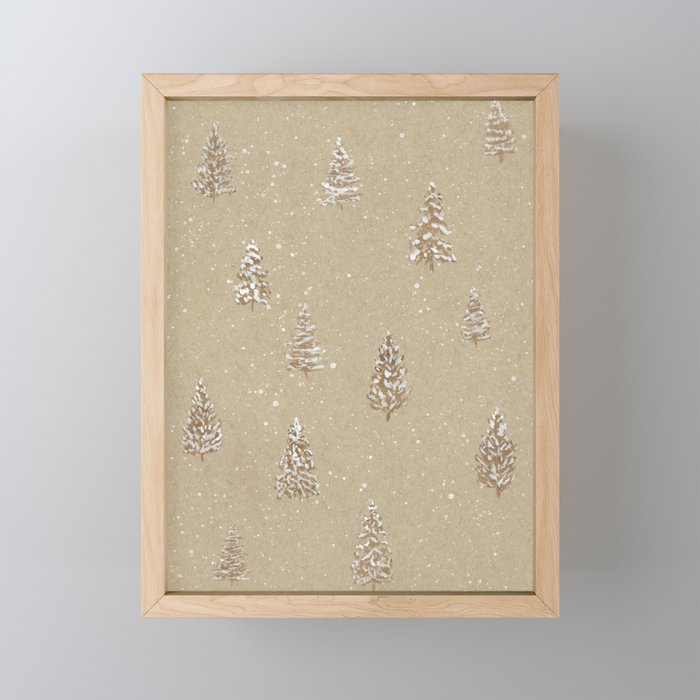 Winter Snowy Trees in Sepia Tones Framed Mini Art Print