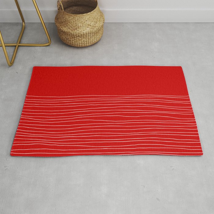 Hand Striped Red Rug