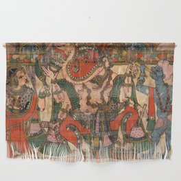 Hindu Krishna Ganesh Tapestry Wall Hanging