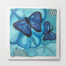 Blue Morphos at Play Metal Print | Mosaic, Freedom, Blues, Jungle, Costarica, Beauty, Outside, Watercolor, Tropical, Painting 