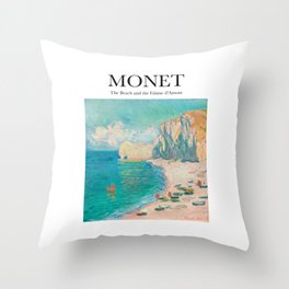 Monet - The Beach and the Falaise d'Amont Throw Pillow