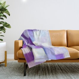 geometric pixel square pattern abstract background in purple blue Throw Blanket
