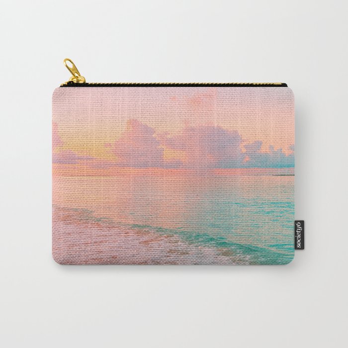 Beautiful: Aqua, Turquoise, Pink, Sunset Relaxing, Peaceful, Coastal Seashore Carry-All Pouch