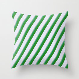 [ Thumbnail: Tan, Light Sea Green, Forest Green, and Lavender Colored Lined/Striped Pattern Throw Pillow ]
