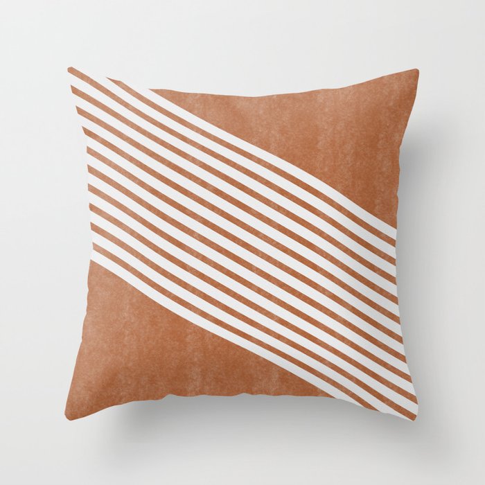 Mid Century Modern Abstract Lines Left Throw Pillow