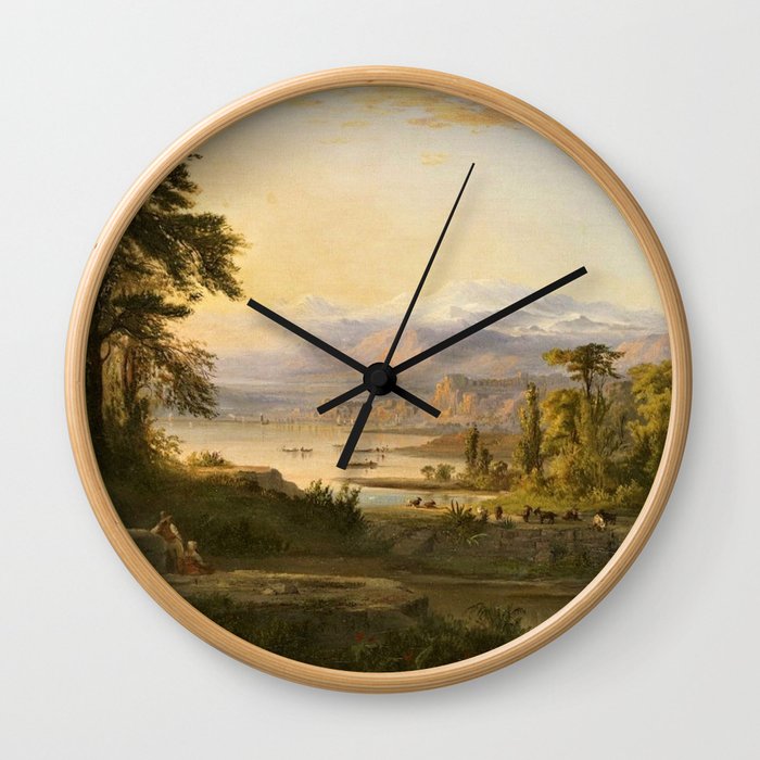 A Dream of Italy Pastoral Landscape by Robert Seldon Duncanson Wall Clock