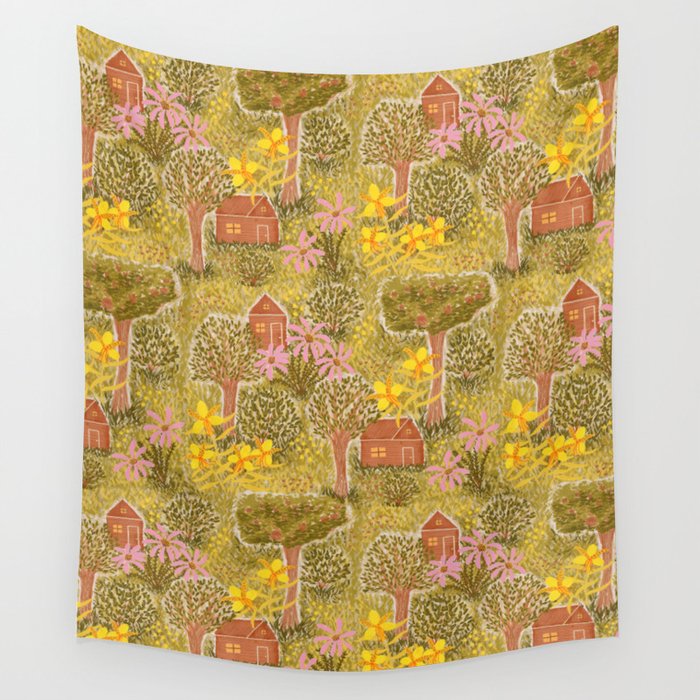 Summer woodland cabin Wall Tapestry