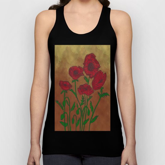 Vintage Poppies Unisex Tank Top