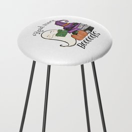 Halloween funny cute ghost reading books Counter Stool