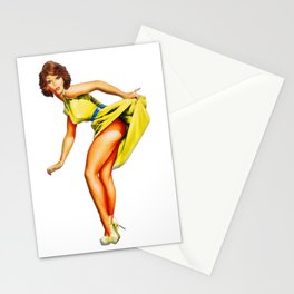Copy of Sexy Blonde Vintage Pinup In Blue Dress Stationery Card