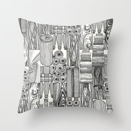 woodworking and textiles black Throw Pillow