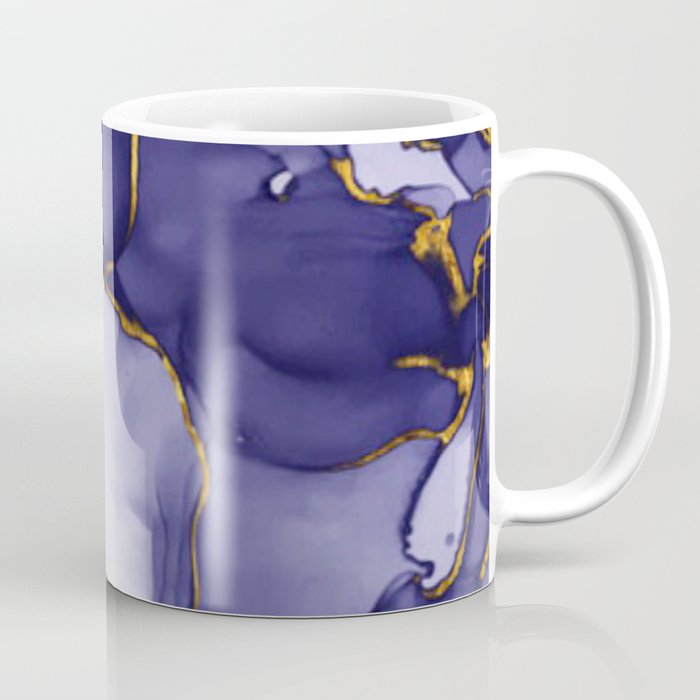 Gold Blue alcohol ink Coffee Mug