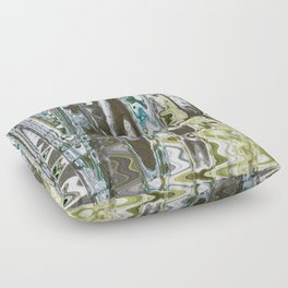Green and Yellow Abstract Zigzag Art Floor Pillow