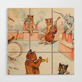 Roof Top Band by Louis Wain Wood Wall Art