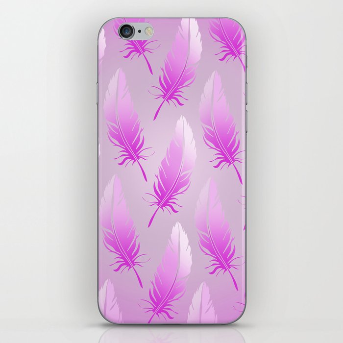 Delicate Feathers (pink on pink) iPhone Skin