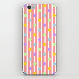 Pastel Dots and Stripes - coral iPhone Skin