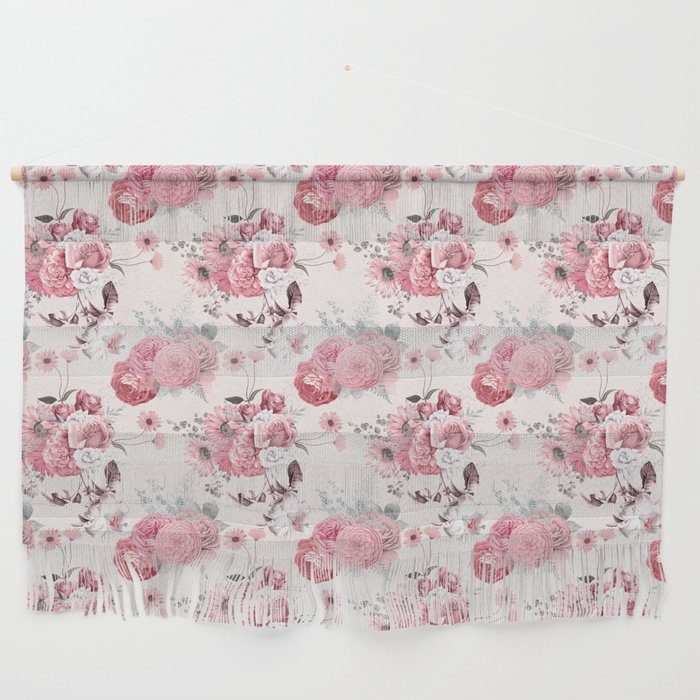 Pink Floral Bouquet Pattern Wall Hanging