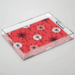 Atomic Era Sputnik Starburst Flowers Red Acrylic Tray