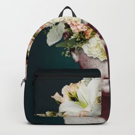 Sculpture Bouquet Collage Backpack | Gerber, Winter, Turquoise, Antique, Rose, Bouquet, Chamomile, Stone, Sculpture, Mable 