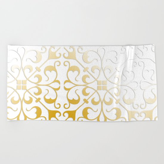 Damask Gold Beach Towel
