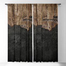 Black Grunge & wood pattern Blackout Curtain