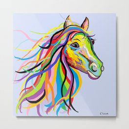 Horse of a Different Color Metal Print | Digital, Popart, Children, Horse, Different, Colors, Wind, Pony, Colorful, Abstract 