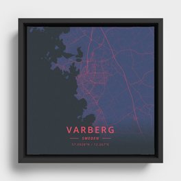 Varberg, Sweden - Neon Framed Canvas
